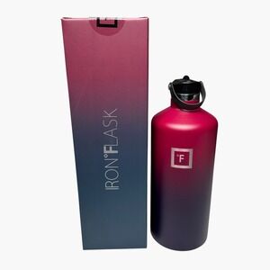 Iron Flask Water Bottle Unisex 64oz Dark Rainbow Narrow Mouth Stainless Steel